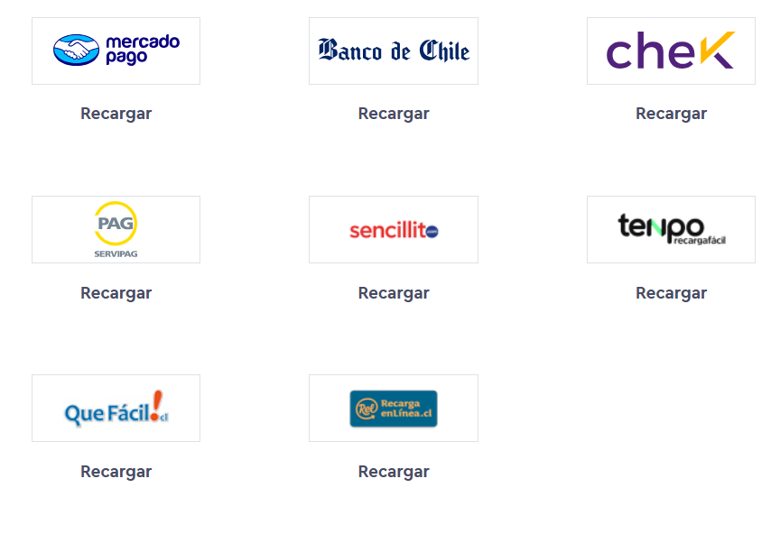 Otros medios online de recarga WOM