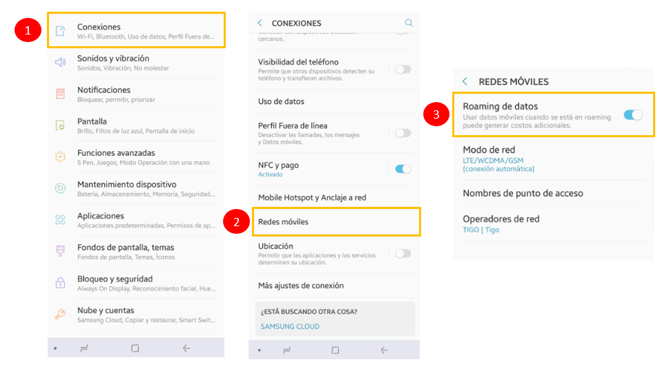 activar roaming en android