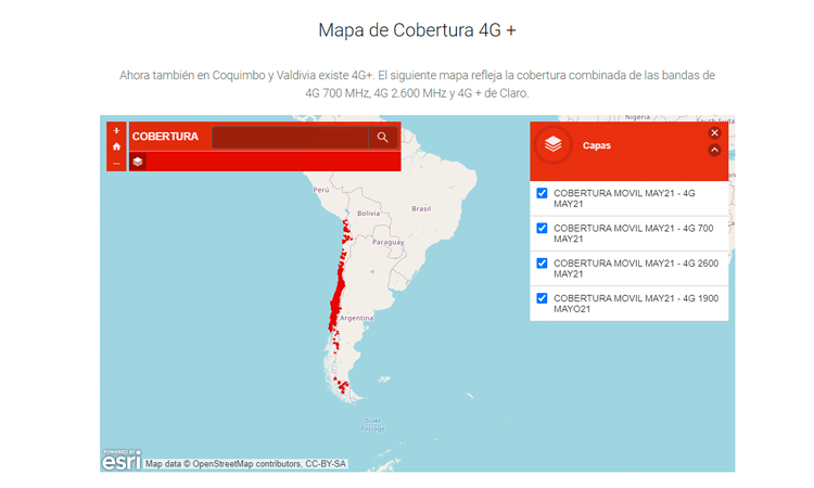 Mapa de cobertura Claro
