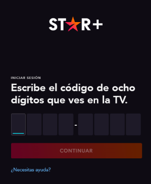 Código de 8 dígitos Star Plus